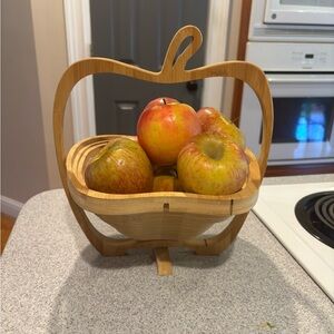 Wooden Apple-Shaped Fruit Basket